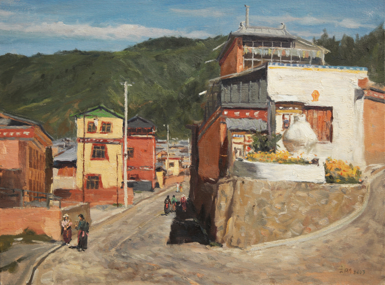 14《 尼巴村的路》布面油画 60X80cm 2023.JPG