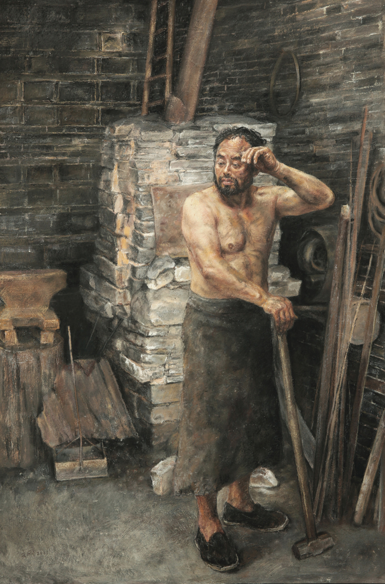 06-铁匠老王 水彩 色粉 120X80cm 2021.JPG