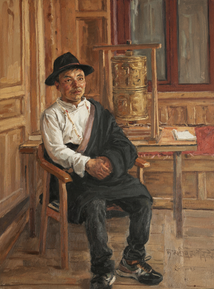 18《藏族青年旦智贡保》布面油画 80X60cm 2023.JPG