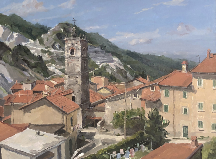 03《卡拉拉镇的钟楼》布面油画60X80cm 2019.jpg