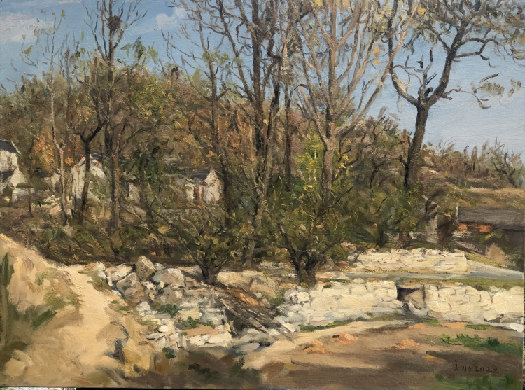 09《秋林暖阳》布面油画 60X80cm 2022.jpg